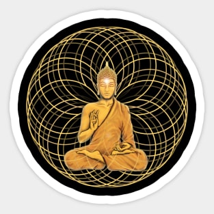 Buddha in Golden Globe Sticker